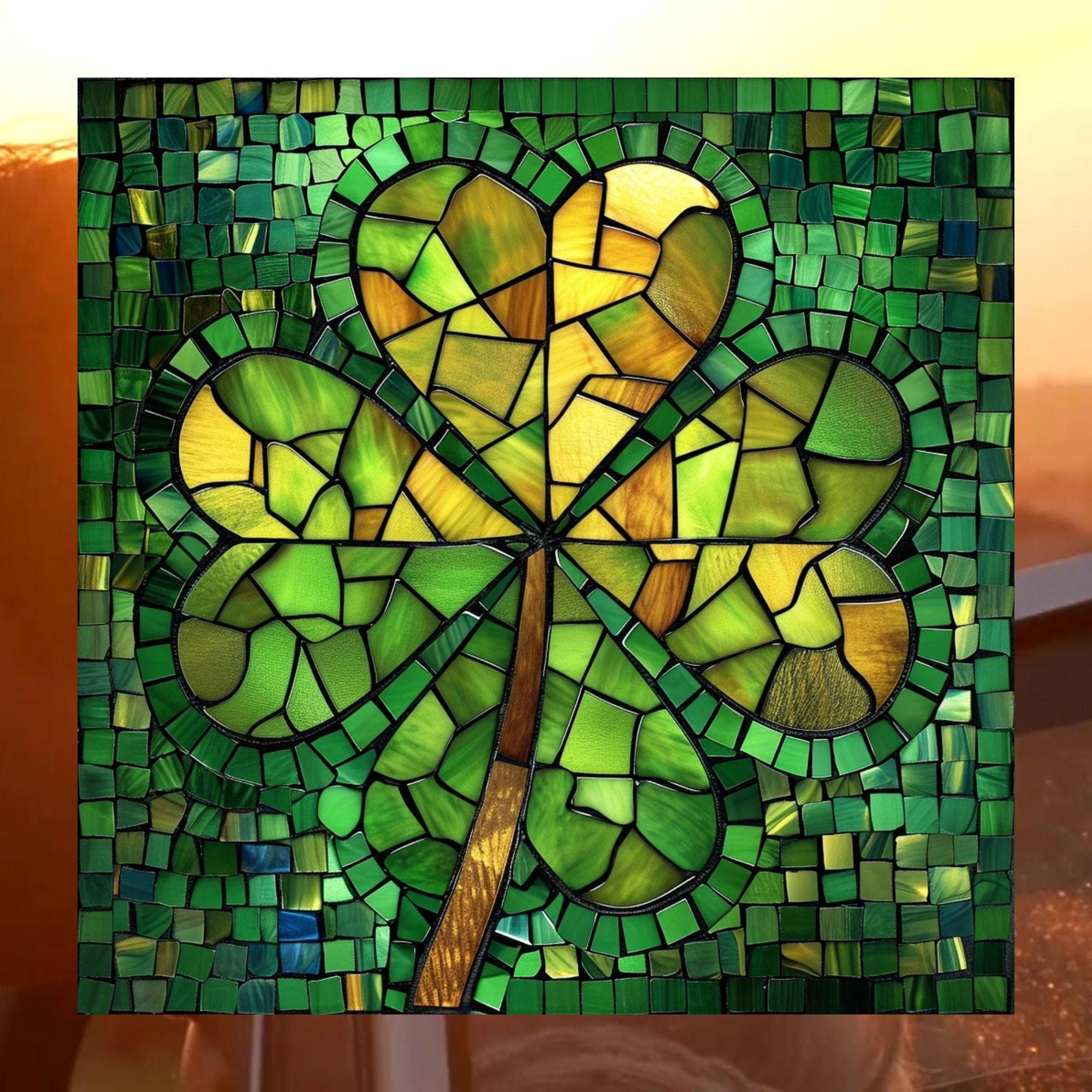 Four-leaf Clover Stained Glass Window Cling to Celebrate Saint Patrick ...