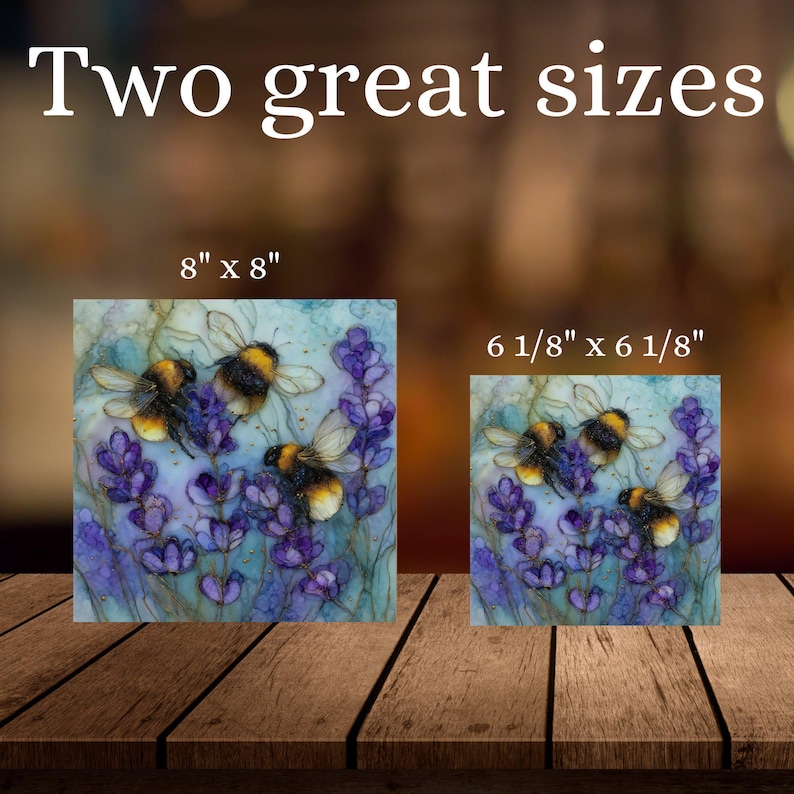 Bumblebee and Lavender Wall Art, Bee Decor, Nature-Themed Home Decor, Botanical Print, Square Sizes, Rustic Floral Art