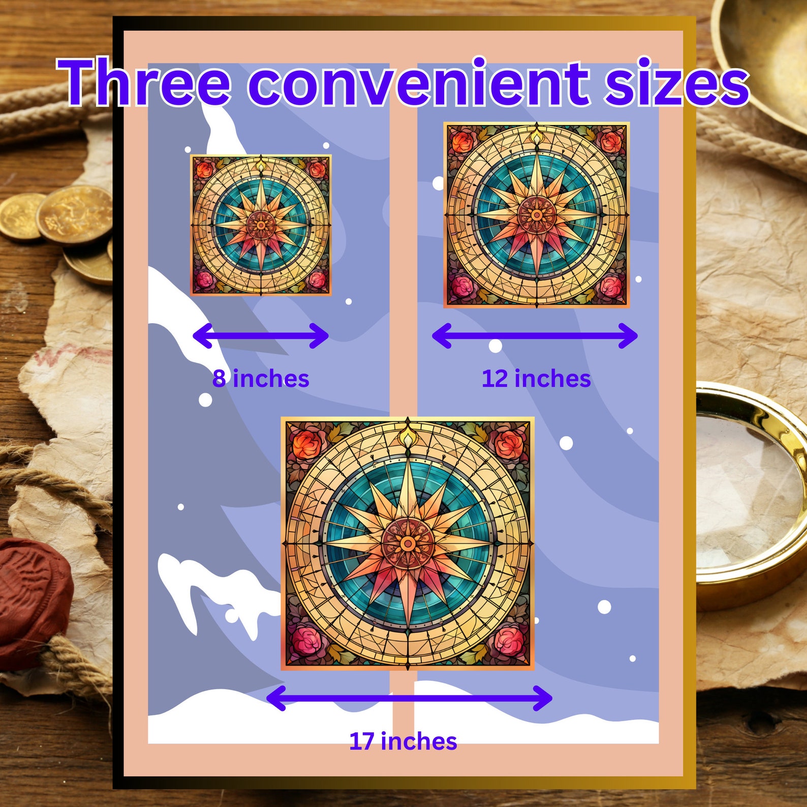 Vintage Map Compass Roses Window Cling Stained Glass Window Etsy Il 1588xN.5351183730 Pge0 