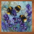 Bumble Bees Lavender Light Academia Fine Ceramic Art Tile Academia Aesthetic Bookish Decor for Booknook Desk Wall Art