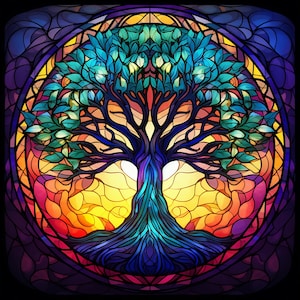 Tree of Life Stained Glass Window Cling Tree of Life Faux Stained Glass Window Film Tree of Life Window Sticker Tree of Life Window Art