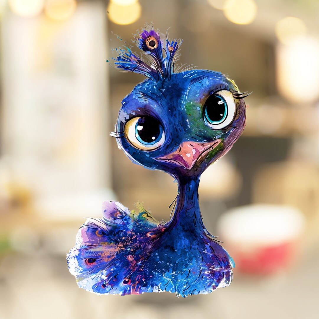 Watercolor Baby Peacock Window Decal Sticker Vinyl Window Cling Nursery ...