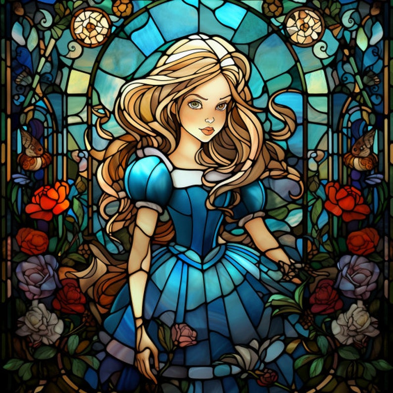 Alice in Wonderland Stain Glass Alice in Wonderland Window Etsy