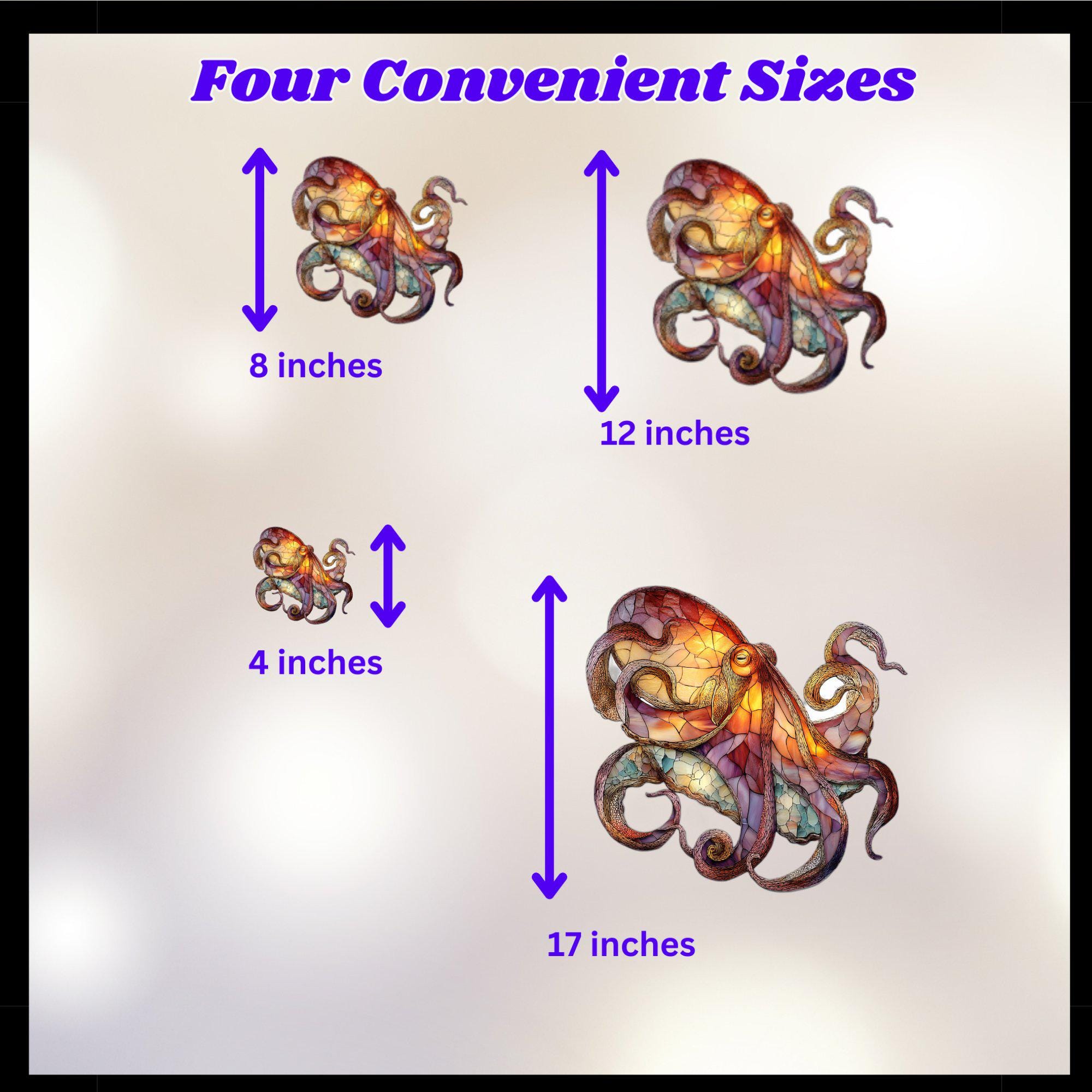Stained Glass Giant Pacific Octopus Window Cling Stained Glass Look ...