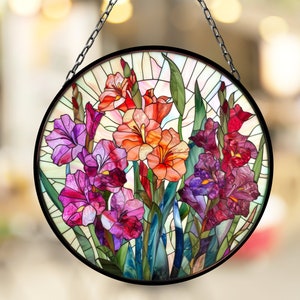 Gladiolus August Lovely Birth Month Suncatcher for Mothers Day Birthday Gift for Her Mom Wife Mother Grandmother