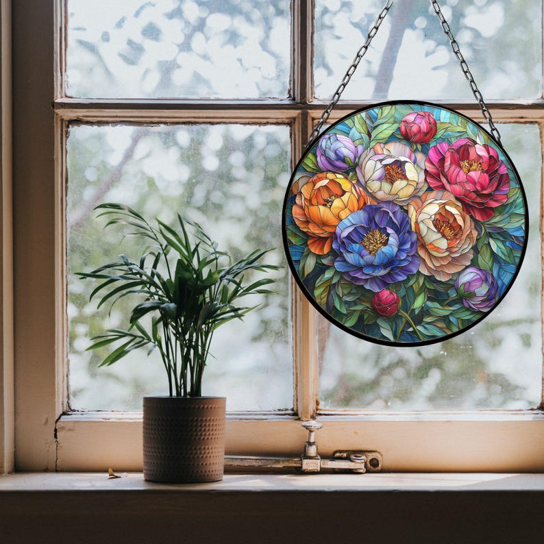 Peony November Birthflower Suncatcher Birthmonth Birth Month Flower Gift for Her Mom Wife Grandmother Personally birthflower image 2