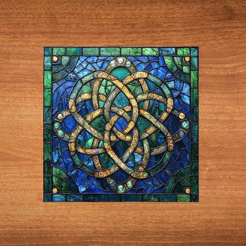 Celtic Pattern Ceramic Art Tile Decor for Kitchen Bedroom Bookshelf ...