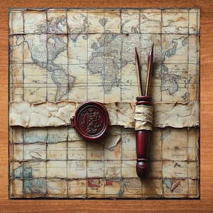 Cartographer's Delight Light Academia Fine Ceramic Art Tile Academia Aesthetic Bookish Decor for Booknook Desk Wall Art