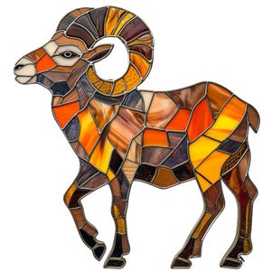 Bighorn Sheep Stained Glass Window Cling Window Sticker Decal Film with Vibrant Colors Unique Gift for Him Outdoor Lover