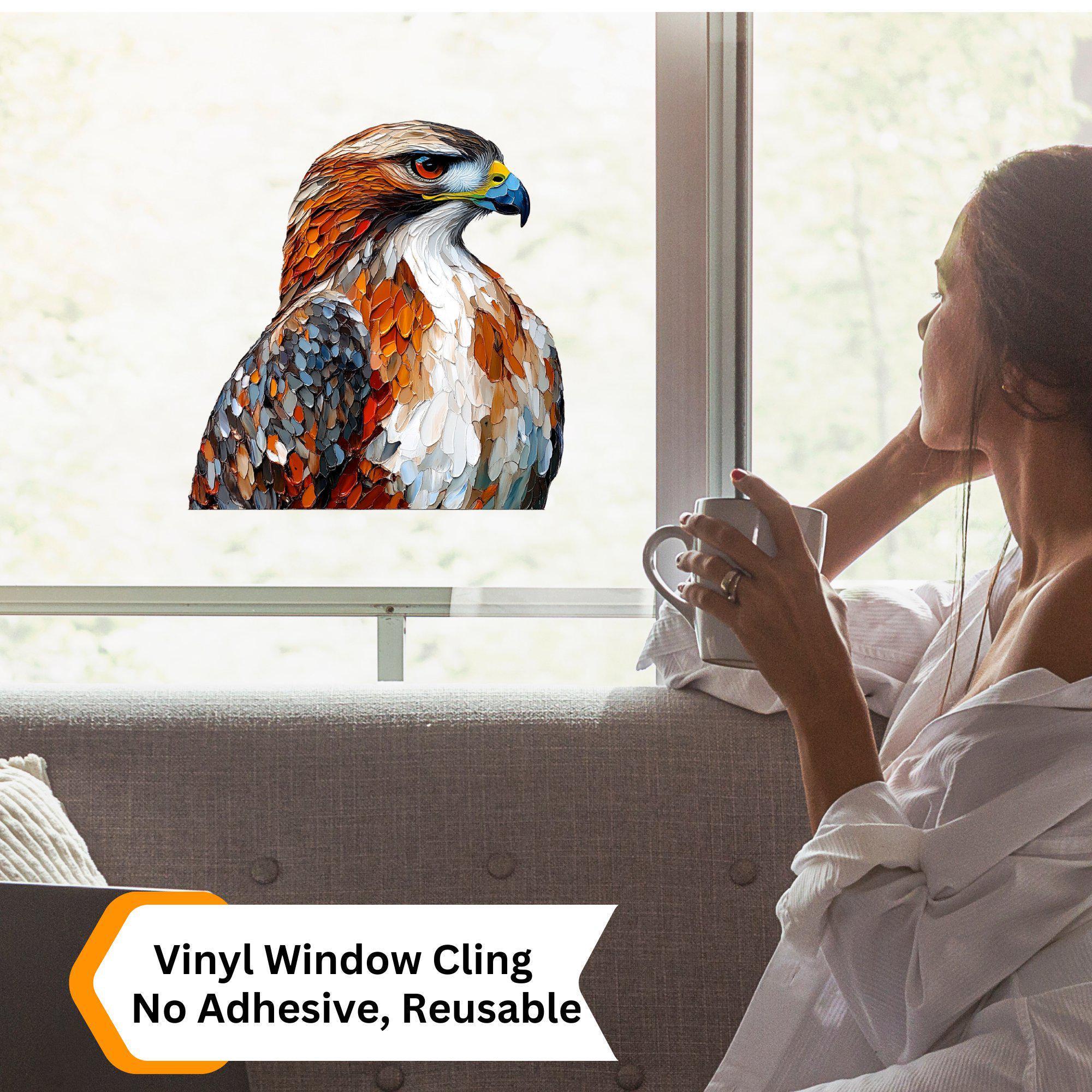 Window Hawk Red-tailed Hawk Window Cling Sticker Decal Window Film Gift for Bird ...