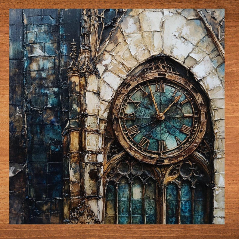 Gothic Clock Bookshelf Decore Beautiful Ceramic Art Tile Dark Academia ...