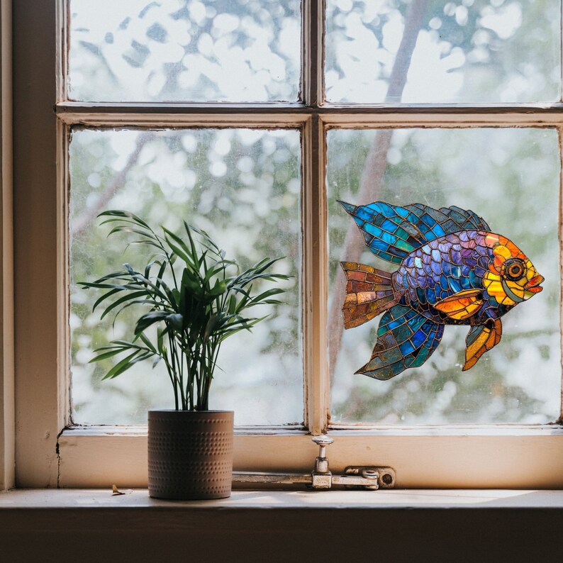 Peacock Cichlid Stained Glass Window Cling Window Sticker Decal - No ...