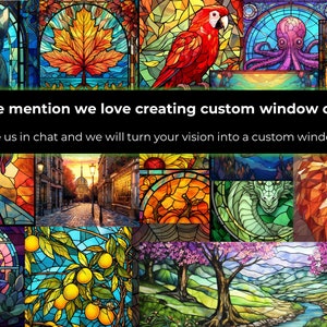 Gothic Stained Glass Window Cling Gothic Faux Stained Glass Window Film Gothic Window Sticker image 10