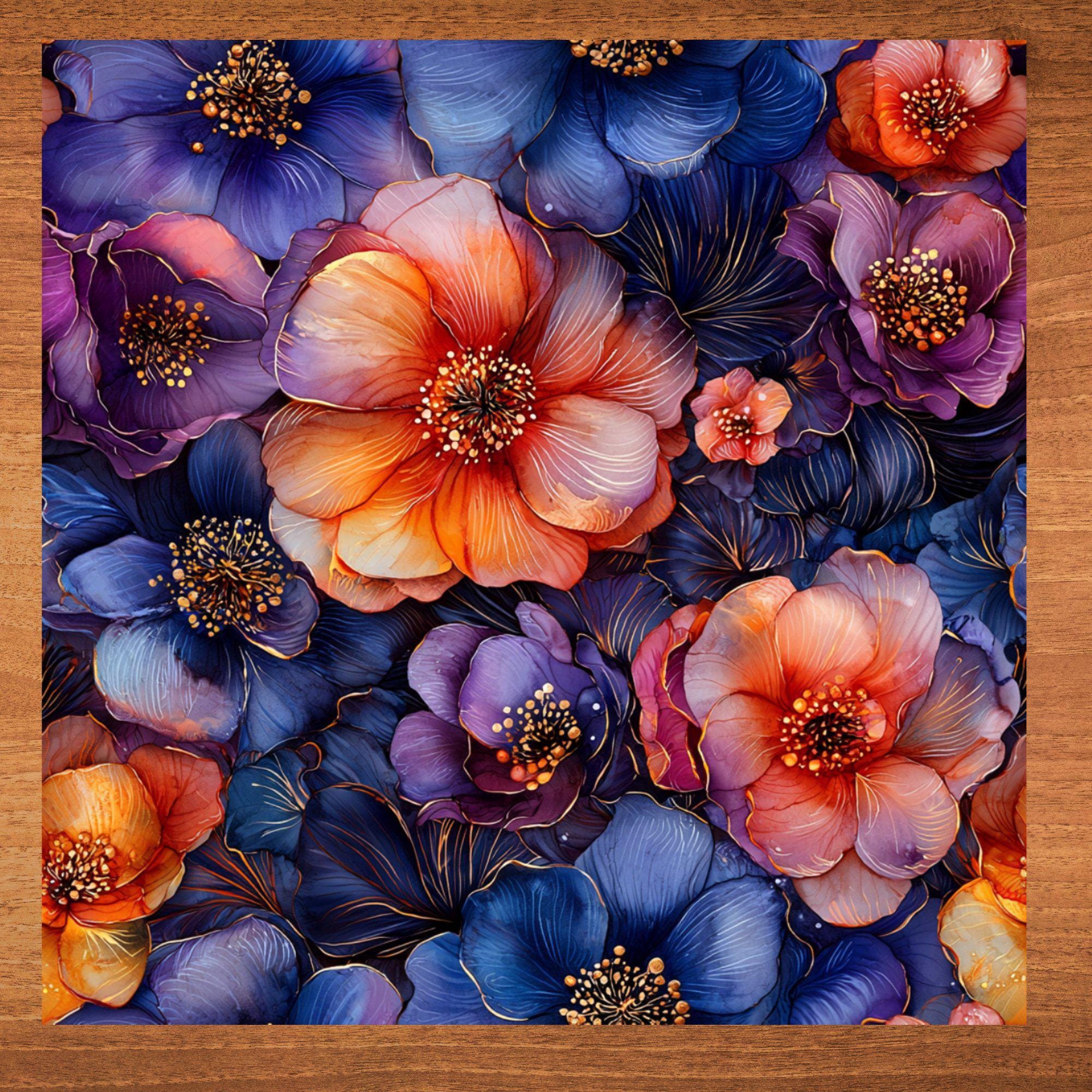 Colorful Floral Ceramic Art Tile Decor for Bookshelf Book Nook Wall Art Shadow Box Gift for Her Birthday Housewarming