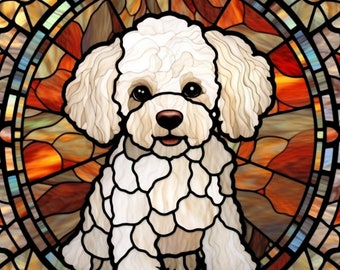 Bichon Frise Stained Glass Window Bichon Frise Lover Window Film Bichon Frise Stained Glass