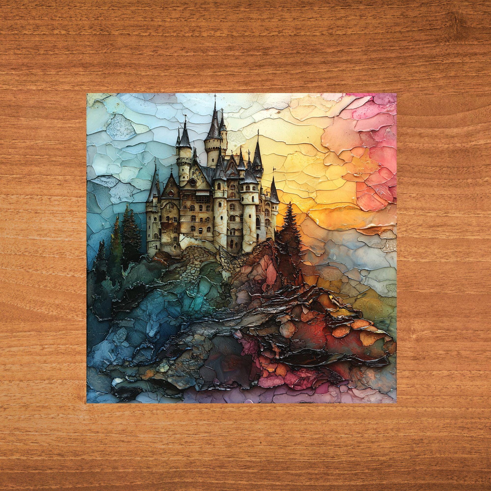 Burg Kreuzenstein Castle Decor Ceramic Art Tile for Book Nook Bookshelf ...