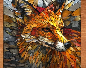 Jackal Stained Glass Look Art on Glossy Ceramic Decorative Tile Tileful Artful Mosaic Wall Decor