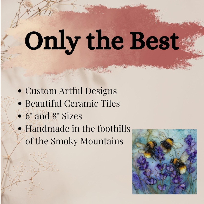 Custom Artful Ceramic Tiles, Beautiful Wall Decor, Handmade Scenic Art from Smoky Mountains, Unique Gifts, 6 and 8 Inch Sizes