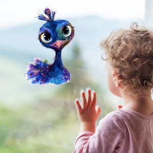 Watercolor Baby Peacock Window Decal Sticker Vinyl Window Cling Nursery ...