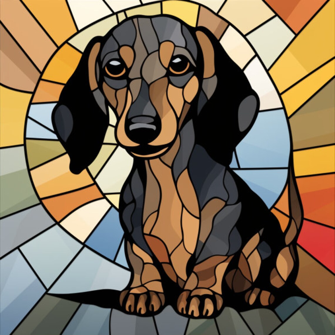 Brindle Dachshund Stained Glass Window Tiger Striped Dachshund Etsy