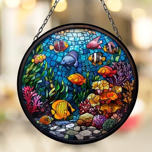 Coral Reef Suncatcher for Window Decor Gift for Mothers Day Birthday Gift for Her Mom Mother Grandmother Daughter Son