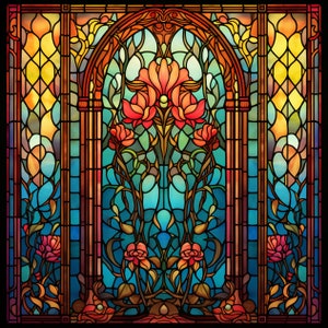 Victorian Window Stained Glass Window Cling Vinyl Window Decal Suncatcher Window Decor Window Decorations