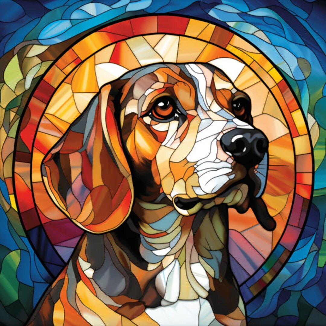 Beagle Stained Glass Window Cling Easy to Reposition Window - Etsy