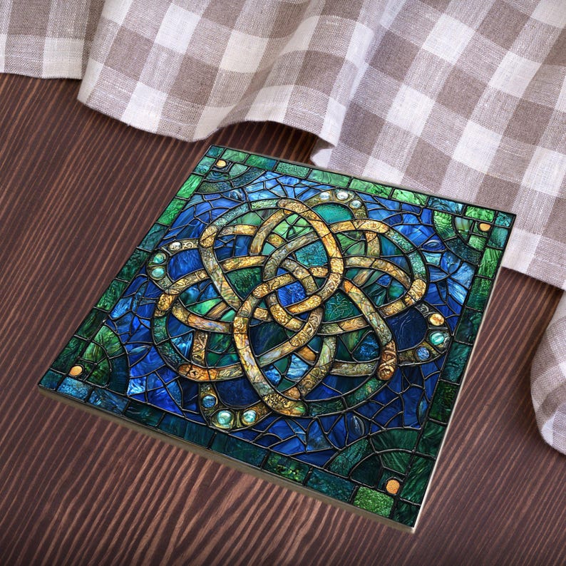 Celtic Pattern Ceramic Art Tile Decor for Kitchen Bedroom Bookshelf ...