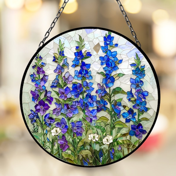 Larkspur July Artful Birth Month Suncatcher for Mothers Day Birthday Gift for Her Mom Wife Mother Grandmother