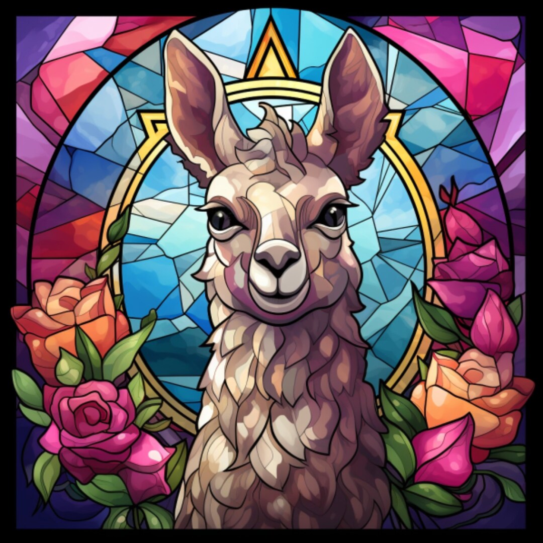 Llama Stained Glass Window Cling Window Sticker Decal Vinyl Film Window ...