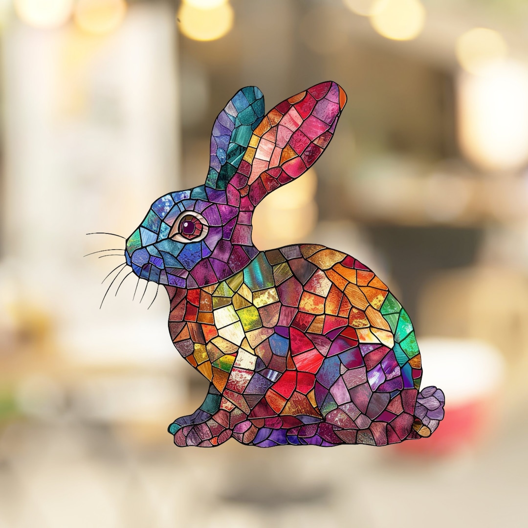 Easter Bunny Easter Stained Glass Window Cling Resurrection Day ...