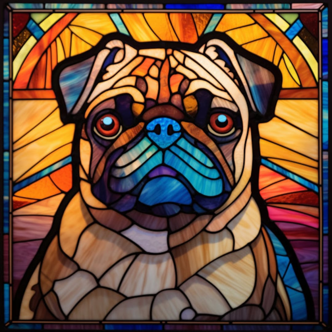 Pug Stained Glass Window Cling Pug Dog Lover Etsy