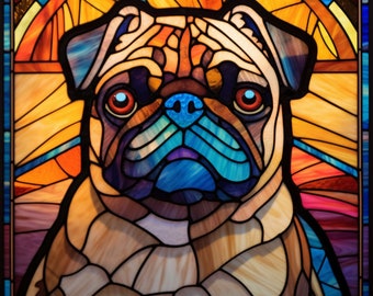 Pug Stained Glass Window Cling Pug Dog Lover