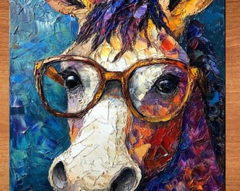 Horse Wearing Glasses Decorative Tile Ceramic Art Tile Wall Decor Bookshelf Book Nook Wall Art Gift for Her House Decoration