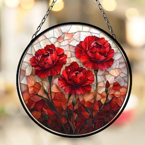 Carnation January Birthflower Suncatcher Birthmonth Birth Month Flower Gift for Her Mom Wife Grandmother Personally birthflowe