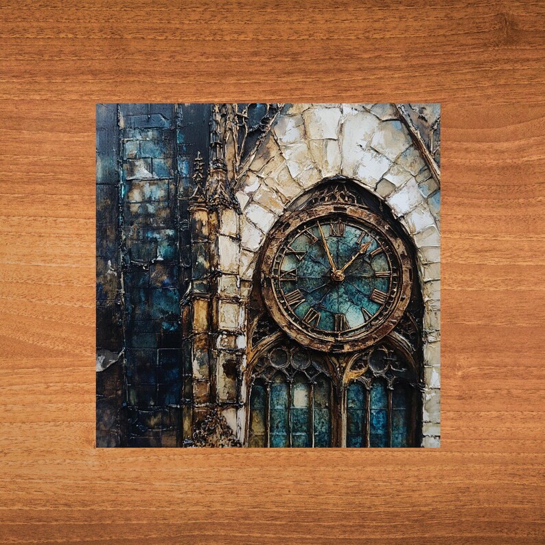 Gothic Clock Bookshelf Decore Beautiful Ceramic Art Tile Dark Academia ...