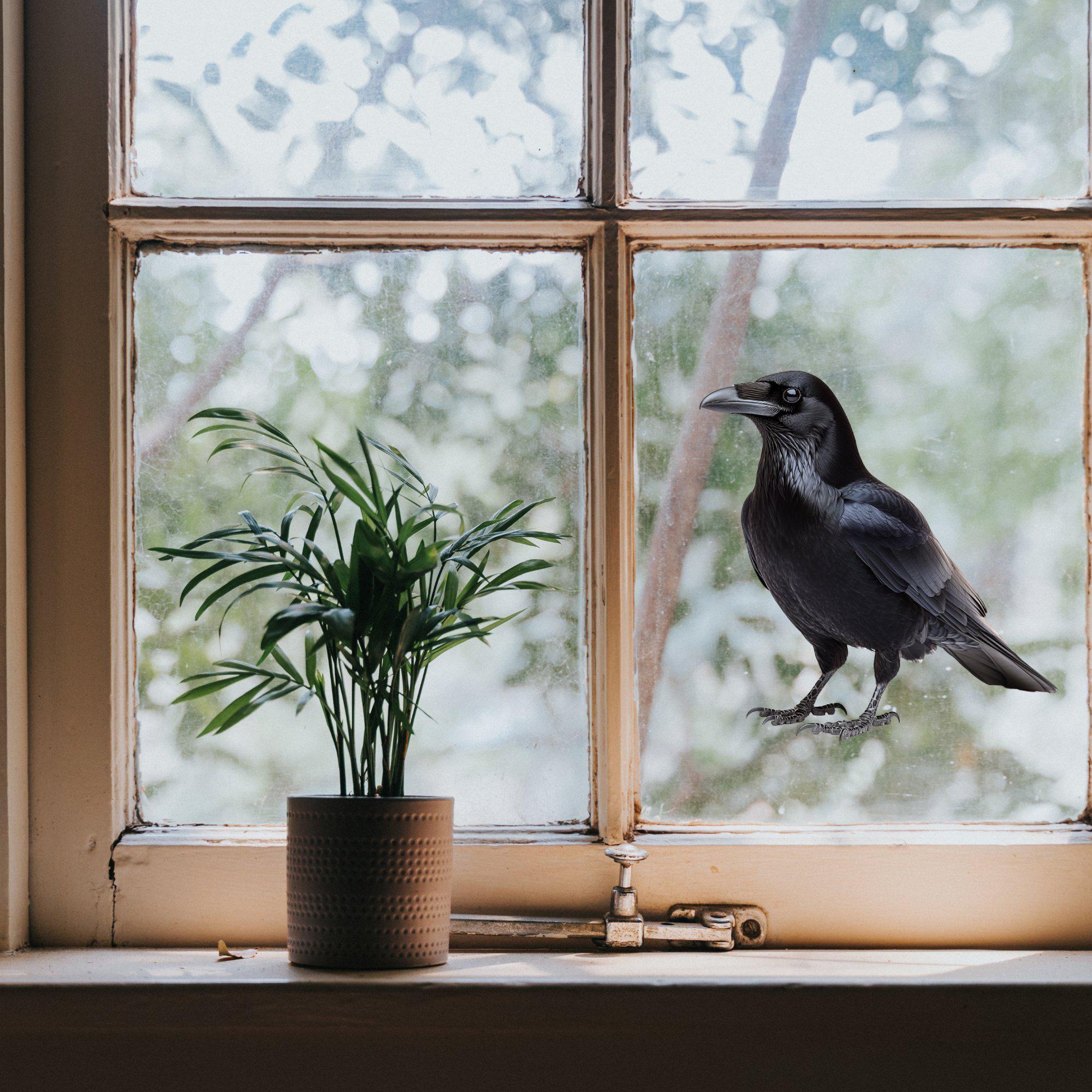 Common Raven Window Cling Sticker Decal Window Film Gift for Bird ...