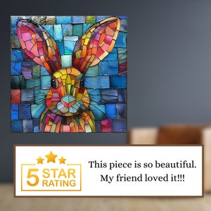 Rabbit Stained Glass Look Art on Glossy Ceramic Decorative Tile Tileful ...