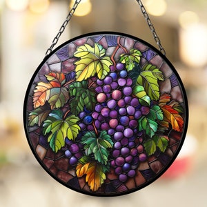 Grapes Suncatcher for Window Decor Gift for Mothers Day Birthday Gift for Her Mom Mother Grandmother Daughter Son