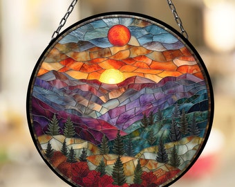 Mountain Range Suncatcher for Window Decor Gift for Mothers Day Birthday Gift for Her Mom Mother Grandmother Daughter Son