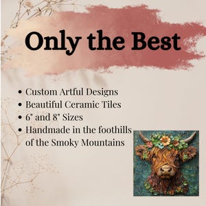 Irish Highland Cow Ceramic Art Tile Artful Bookshelf Book Nook Wall Decor Gift for Her Saint Patrick's Day Springtime Irish afbeelding 7