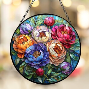 Peony November Birthflower Suncatcher Birthmonth Birth Month Flower Gift for Her Mom Wife Grandmother Personally birthflower image 1