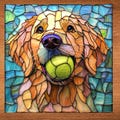 Golden Retriever Lets Play Ceramic Tile Art Decor for Bookshelf Book Nook Wall Art Gift for Her Mom Wife Grandmother Friend