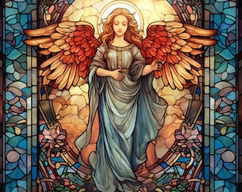 Angel Stained Glass Window Cling - Etsy