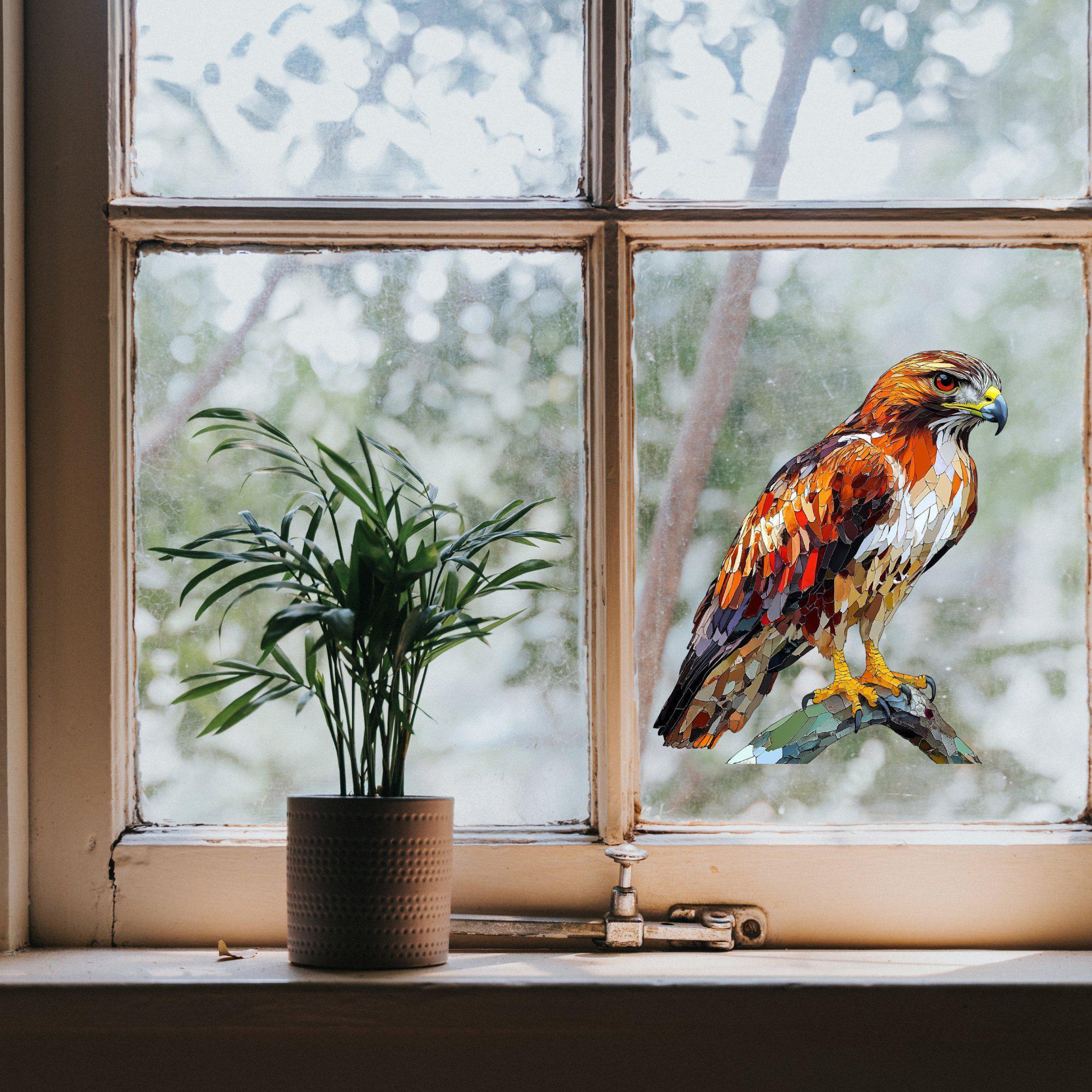 Window Hawk Red-tailed Hawk Window Cling Sticker Decal Window Film Gift for Bird ...