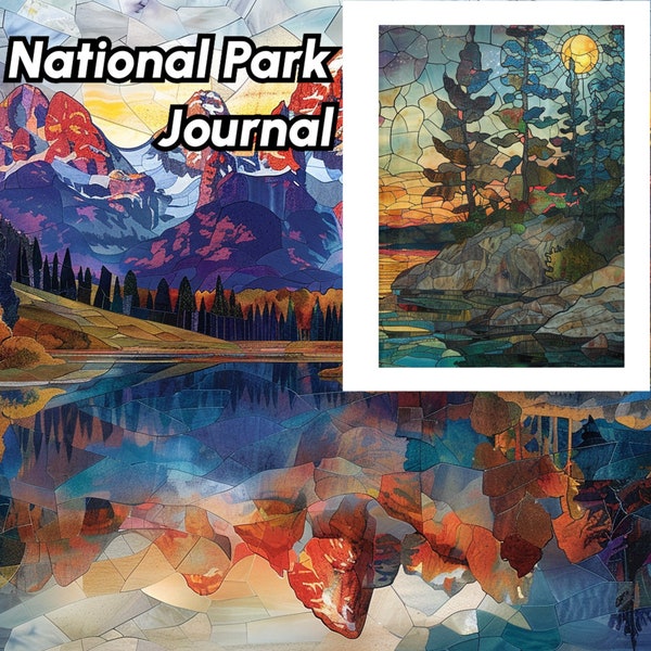 Journal Grand Teton National Park Stained Glass Themed Notebook for Nature Lover Gift for Outdoors Person
