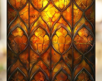 Copper Ember Stained Glass Window Cling Gothic Decor Sticker Decal Window Film Custom Sizes and Colors