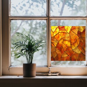 Saffron Color Sticker Saffron Spice Stained Glass Window Cling Gothic Decor Sticker Decal ...