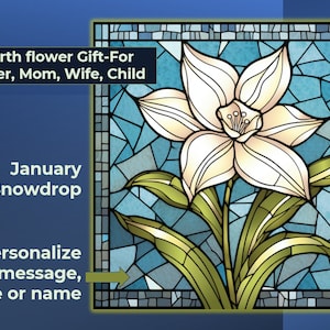 September Aster Birthflower Gift-for Her Birth Flower Stained Glass Window Cling for Mom Wife Friend Stained Glass Birth Month Flower Hers image 3