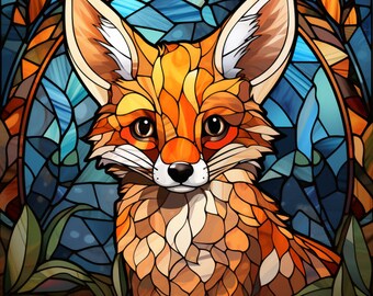 Baby Fox Stained Glass Window Cling Vinyl Window Decal Suncatcher Window Decor Window Decorations